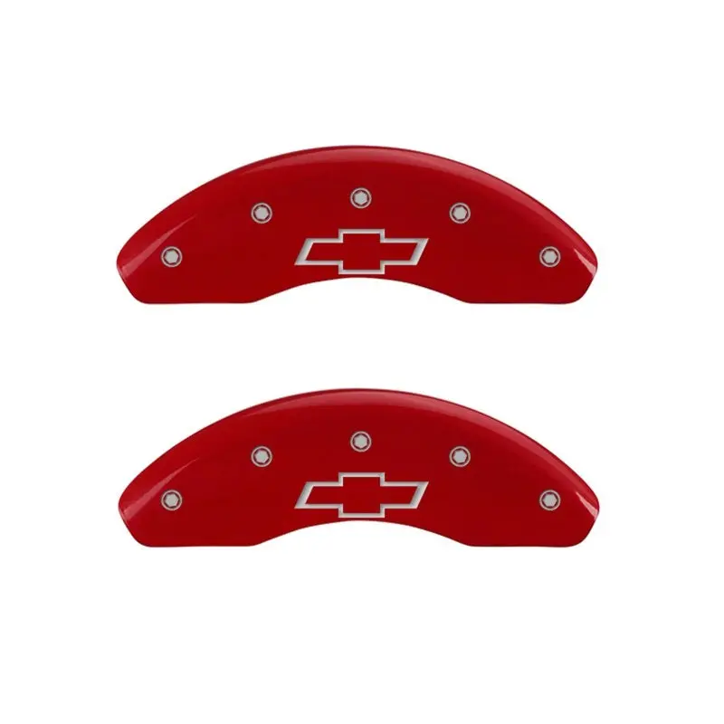 Mgp Engraved Front Caliper Covers – Bowtie Design, Red/Silver Finish 1