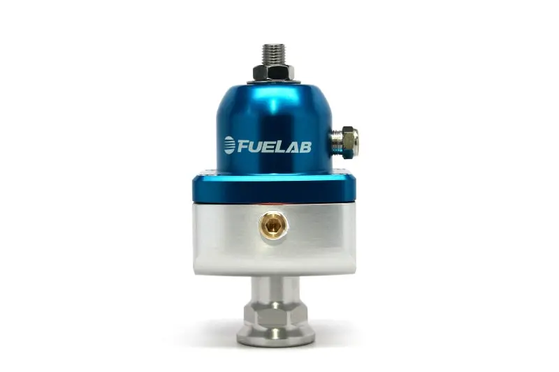 Fuelab 555 Adjustable Fuel Pressure Regulator – Carbureted Setup, 1–3 Psi Range, -8An Inlet, Dual -8An Outlets, Blue Housing 1