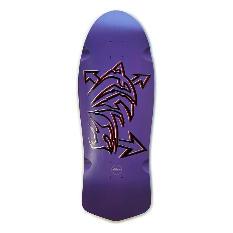Alva 11.125" X 30.75" Dolphin  Purple/Silver/Red/Black Skateboard Deck 1