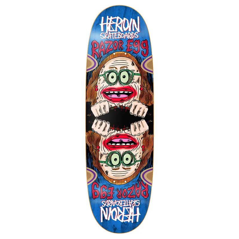 Heroin 9.75" Auntie Razor Egg Wheel Wells Shaped Skateboard Deck 1