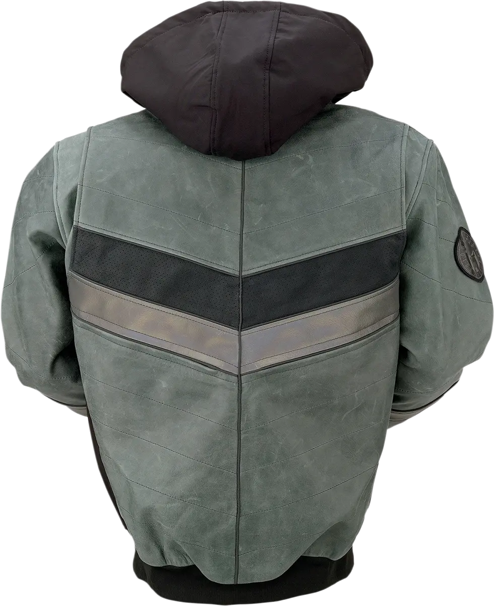 Z1R Thrasher Premium Leather Motorcycle Jacket – Green/Gray, Size 5Xl 1