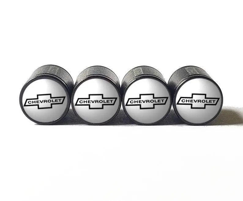 1964 Chevrolet Chevy Tire Valve Caps - Black Aluminum - Set Of Four 1