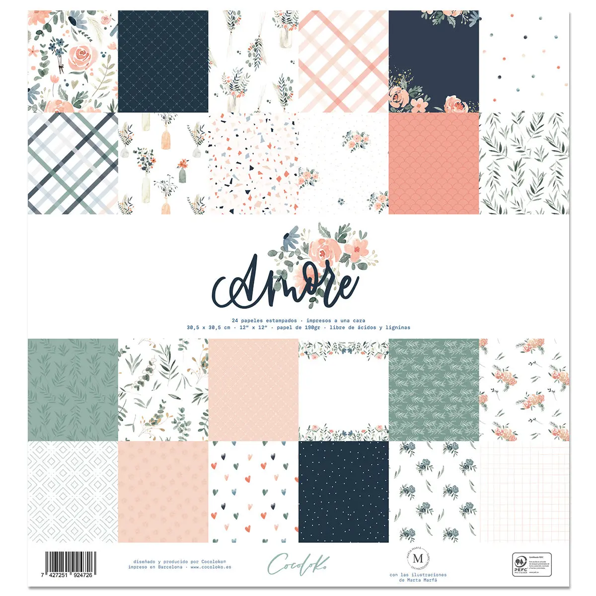 Bloc De 24 Papeles 12"X12" Amore 1