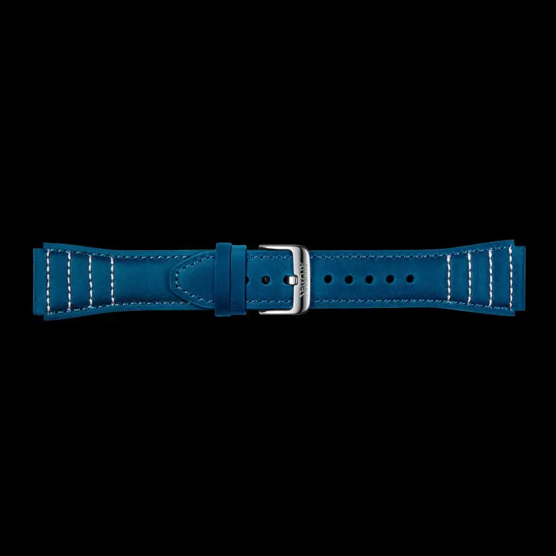 Blue Leather Strap With White Stitching Suitable For Windows Series 1