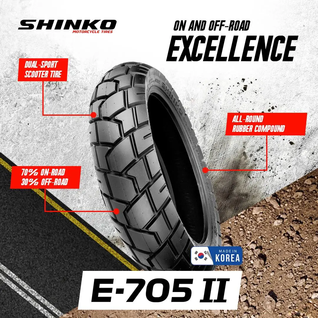Shinko Motorcycle Tires E705ii Dual Sport Scooter 110/70-13 1