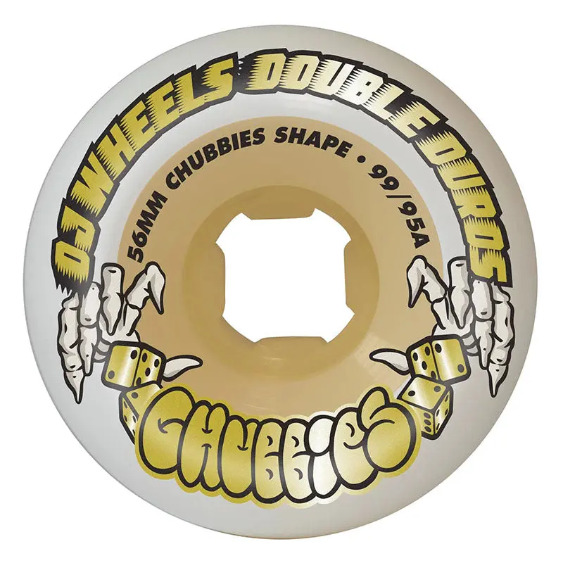 Oj 56Mm 99A/95A Double Duro White Gum Chubbies Skateboard Wheels 4Pk 1