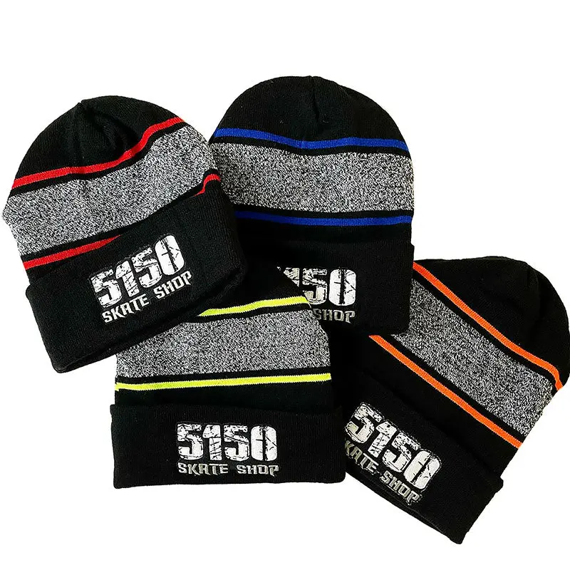 5150 Skate Shop Striped Collar Beanies 1