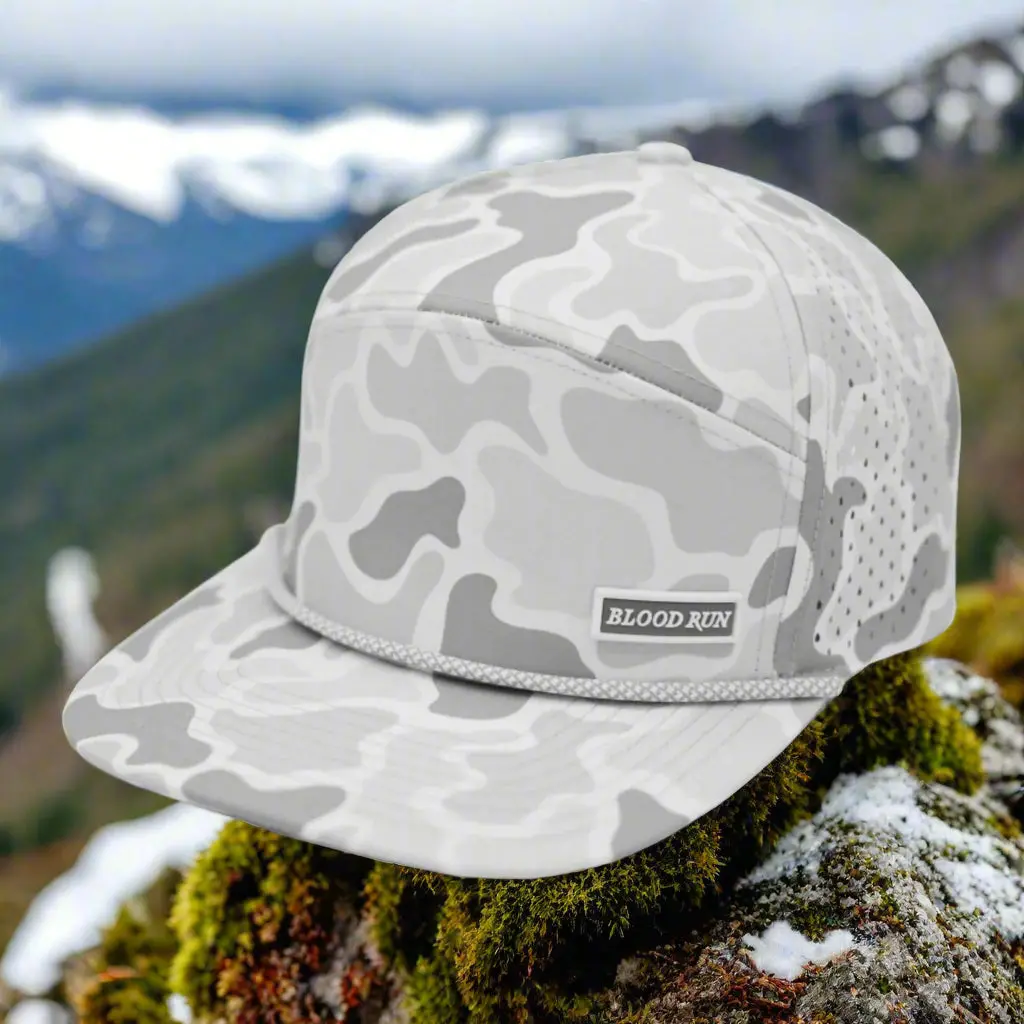 Snow Camo Snapback Fishing Hat 1