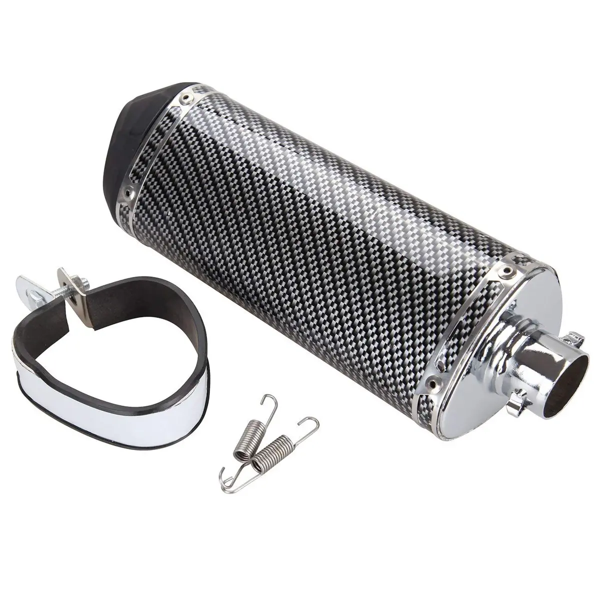 Carbon Fiber 38Mm Motorcycle Scooter Exhaust Muffler Pipe W/ Movable Silencer 2