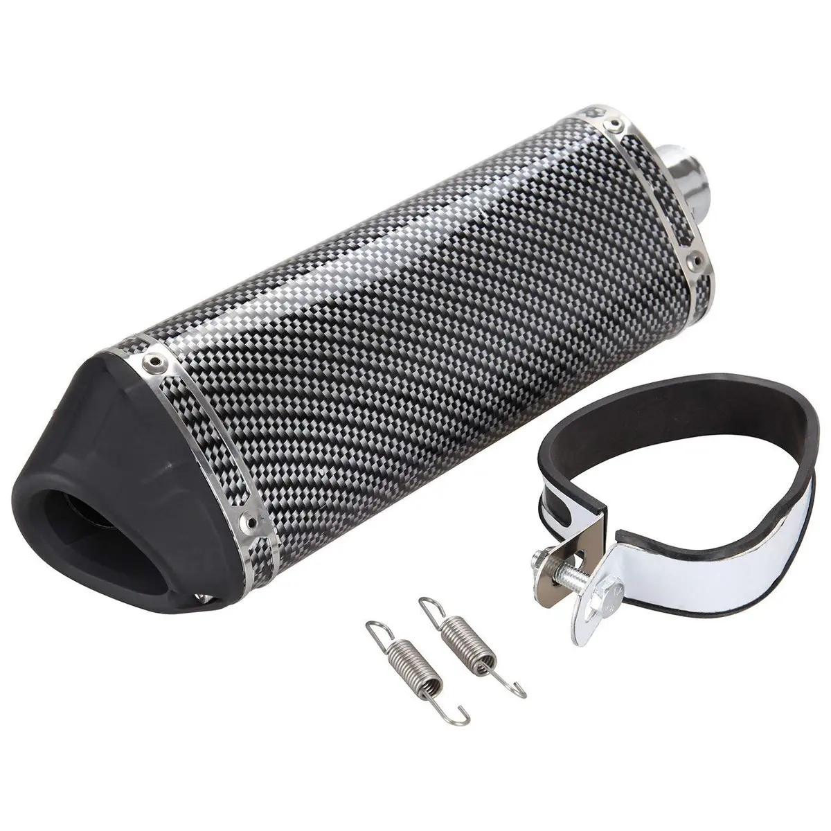 Carbon Fiber 38Mm Motorcycle Scooter Exhaust Muffler Pipe W/ Movable Silencer 1