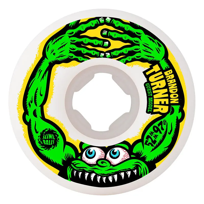 Slime Balls 52Mm 97A Brandon Turner Guest Chubbies White Skateboard Wheels 4Pk 1