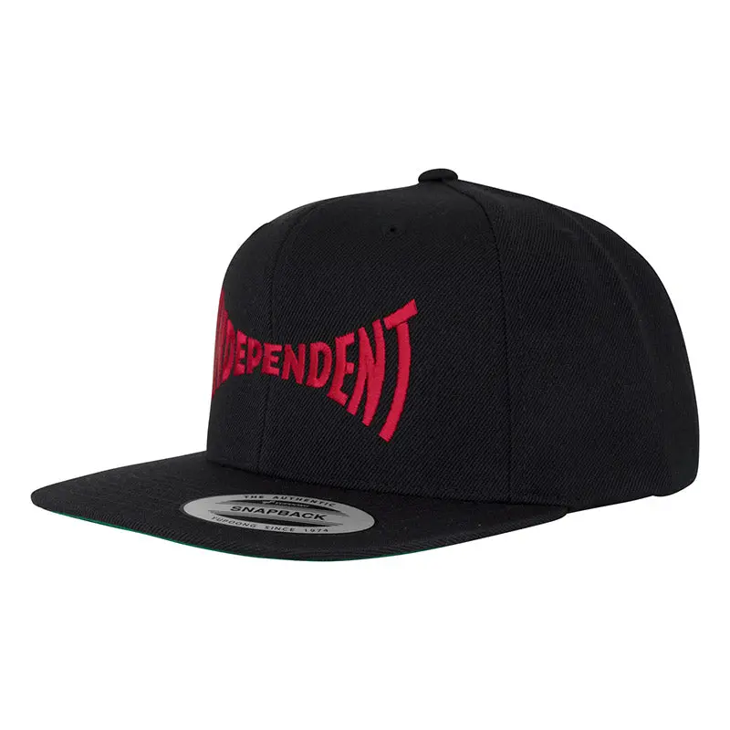 Independent Span Embroidered Snapback Structured Hat Black/Dk Red Os Unisex 1