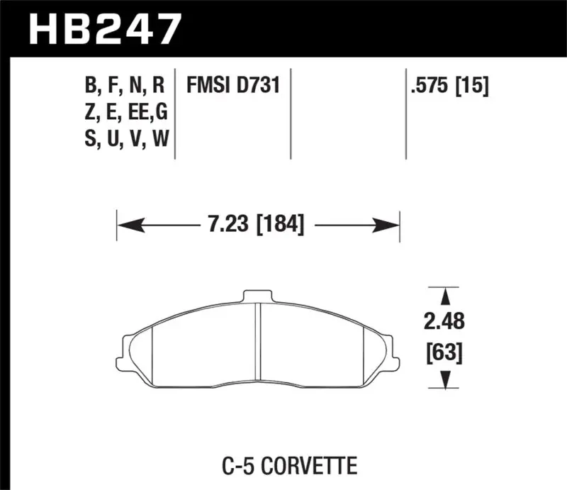 Hawk Hps Street Front Brake Pads For 1997–2006 Chevrolet Corvette (Including C5 Z06) 1