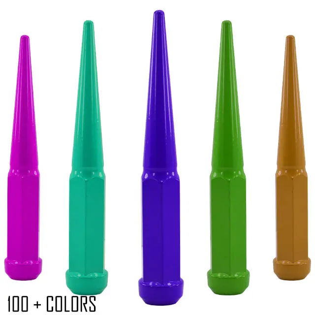 24 Pc 9/16-18 Spike Lug Nuts 6" Tall - Powder Coated - Various Colors 1