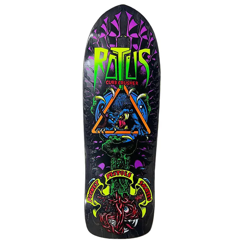 Pocket Pistols 10.25" Pps Rattus Curb Crusher Black Stain Skateboard Deck 1