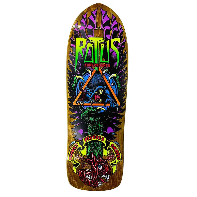Pocket Pistols 10.25" Pps Rattus Curb Crusher Brown Stain Skateboard Deck 1