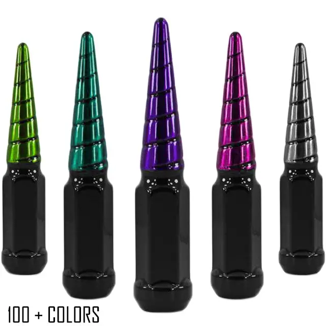 32 Pc 14X1.5 Black Widow Spike Lug Nuts 4.5" Tall - Powder Coated 1