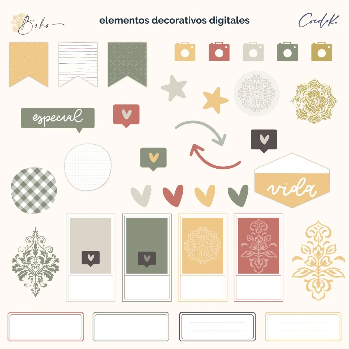 Pack De Elementos Digitales Boho 1