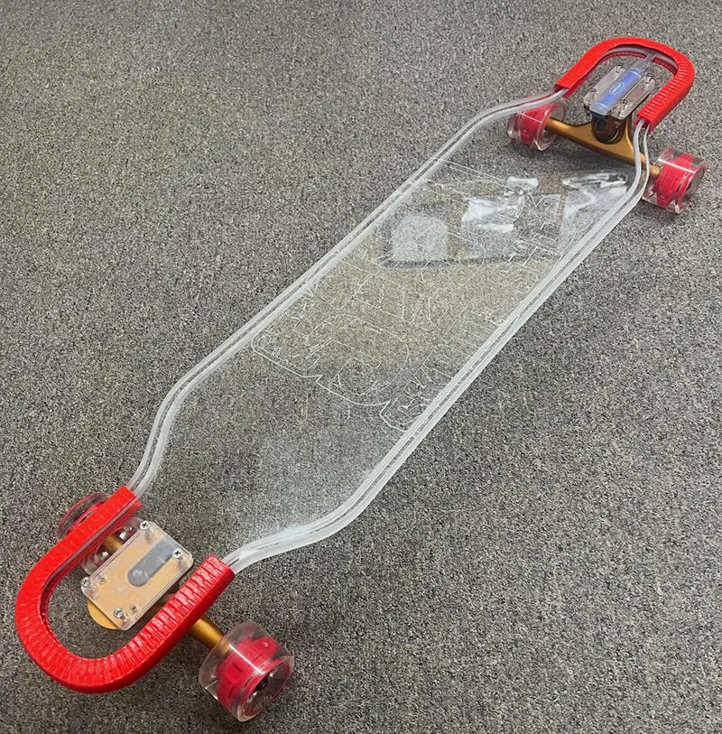 Ghost Boards X 5150 Skate Shop 39" Led Custom Complete Longboard Topograph Metallic Gold Trucks/Led Red Wheels #C1 1