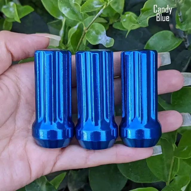 32 Pc 14X1.5 7-Spline Lug Nuts 2" Tall - Powder Coated + 2 Key Sockets 3
