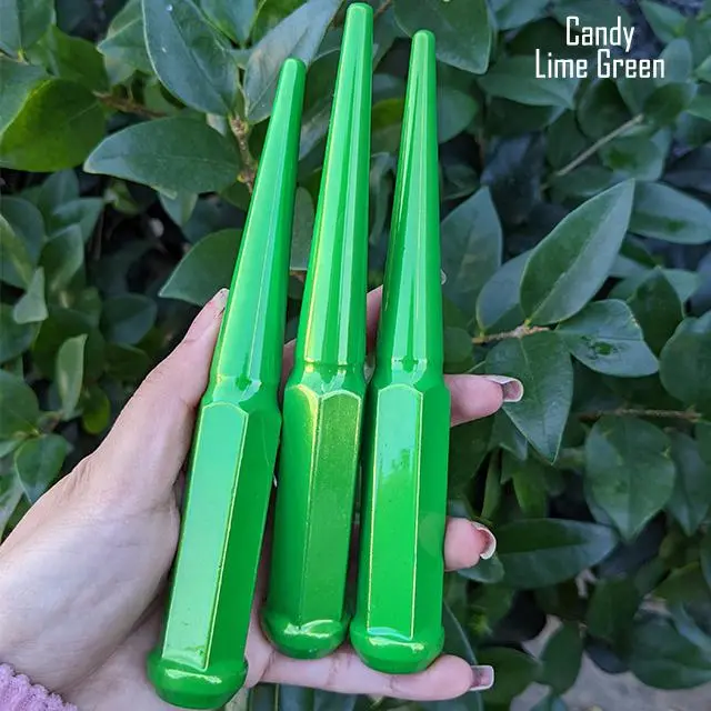 20 Pc 9/16-18 Spike Lug Nuts 6" Tall - Powder Coated - Various Colors 7