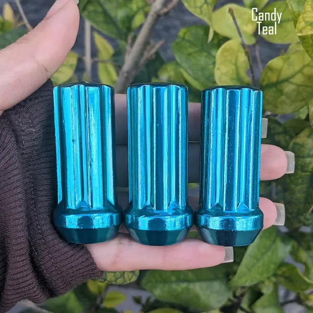 32 Pc 14X1.5 7-Spline Lug Nuts 2" Tall - Powder Coated + 2 Key Sockets 12