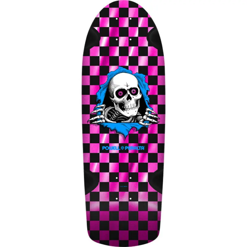 Powell Peralta 10" X 30" Og Ripper Checker Reissue Pink Foil Skateboard Deck 1