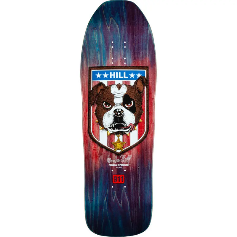 Powell Peralta 10" X 31.5" Frankie Hill Bulldog Reissue Blue/Red Fade Skateboard Deck 1