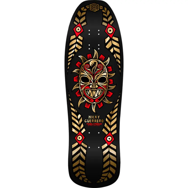 Powell Peralta 10" X 31.75" Nicky Guerrero Mask Black / Gold Foil Skateboard Deck 1