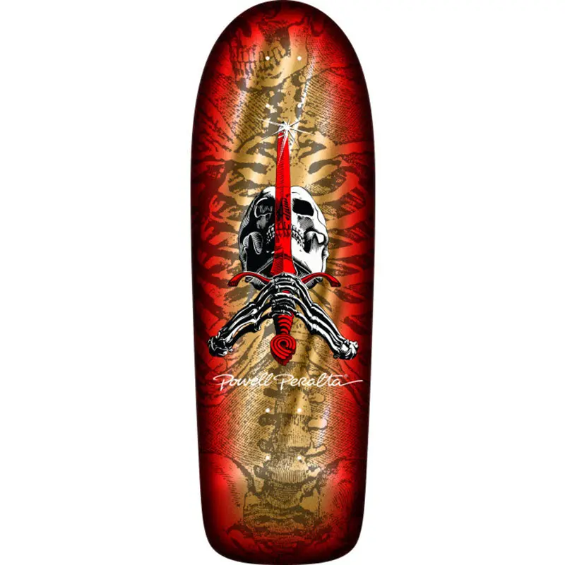 Powell Peralta 10" X 30" Og Skull & Sword Reissue Gold Foil Skateboard Deck 1