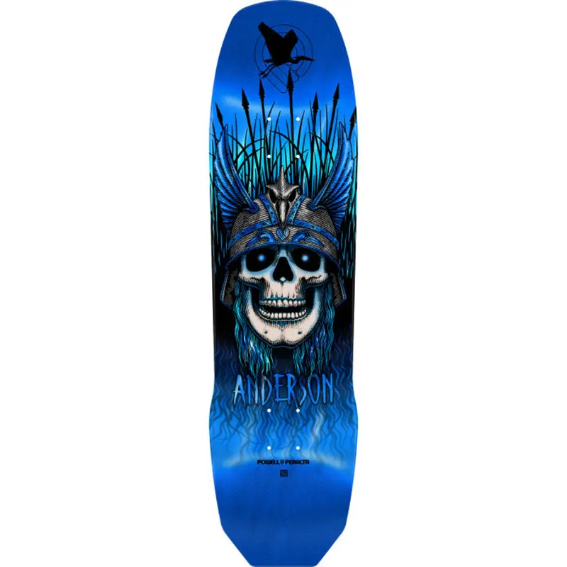 Powell Peralta 8.45" X 31.8" Pro Andy Anderson Heron 7-Ply Maple Blue Foil Skateboard Deck 1