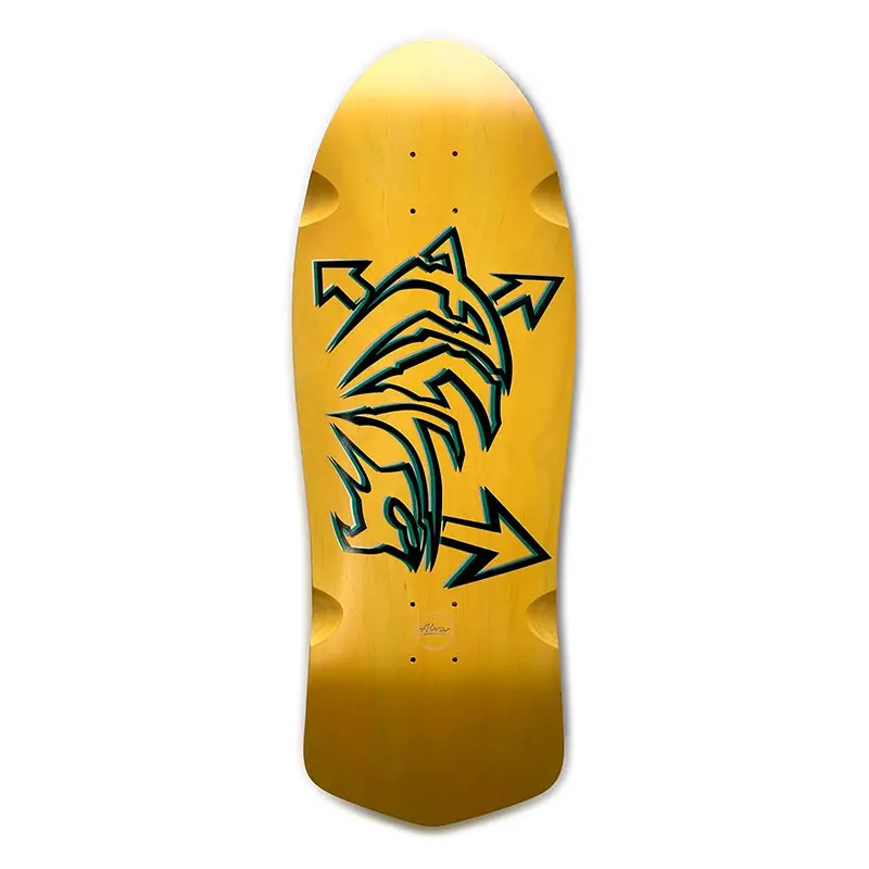 Alva 11.125" X  30.75" Dolphin Yellow/Silver/Teal/Black Skateboard Deck 1