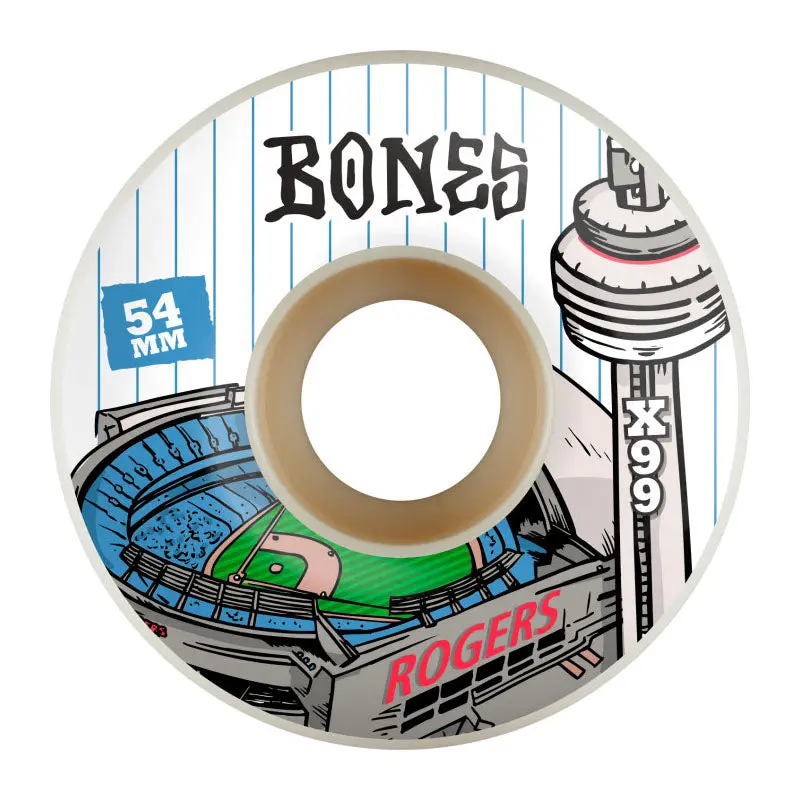 Bones Wheels X-Formula 54Mm 99A Rogers Centre V1 White Skateboard Wheels 4Pk 1