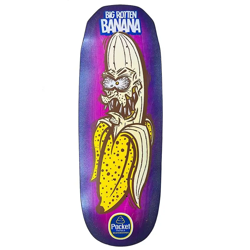 Pocket Pistols (Pps) 10.75" Big Rotten Banana Gigante Pink Stain Blue Fade Glitter Skateboard Deck 1