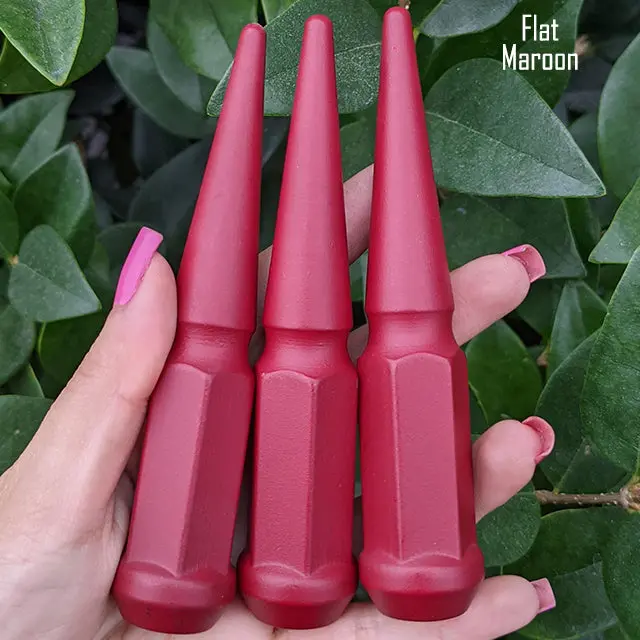 24 Pc 12X1.5 Spike Lug Nuts 4.5" Tall - Powder Coated - Various Colors 20