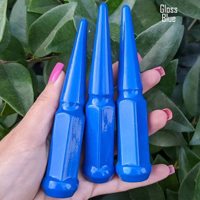 24 Pc 12X1.5 Spike Lug Nuts 4.5" Tall - Powder Coated - Various Colors 28