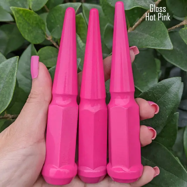 24 Pc 12X1.5 Spike Lug Nuts 4.5" Tall - Powder Coated - Various Colors 32