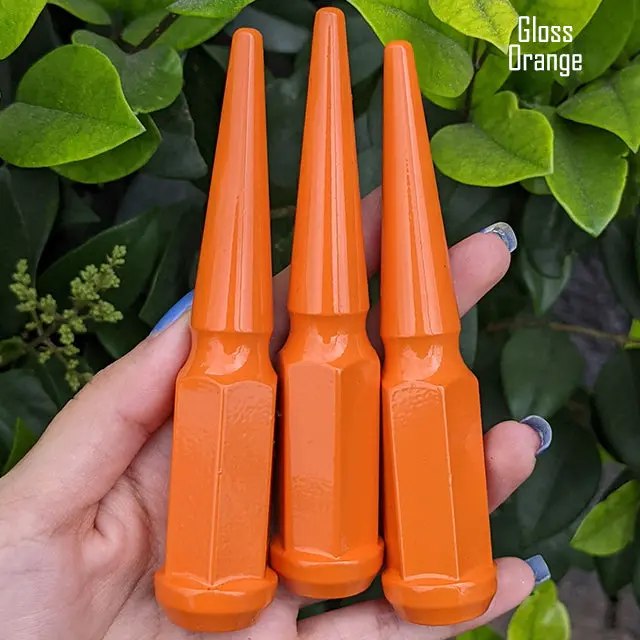 24 Pc 12X1.5 Spike Lug Nuts 4.5" Tall - Powder Coated - Various Colors 36