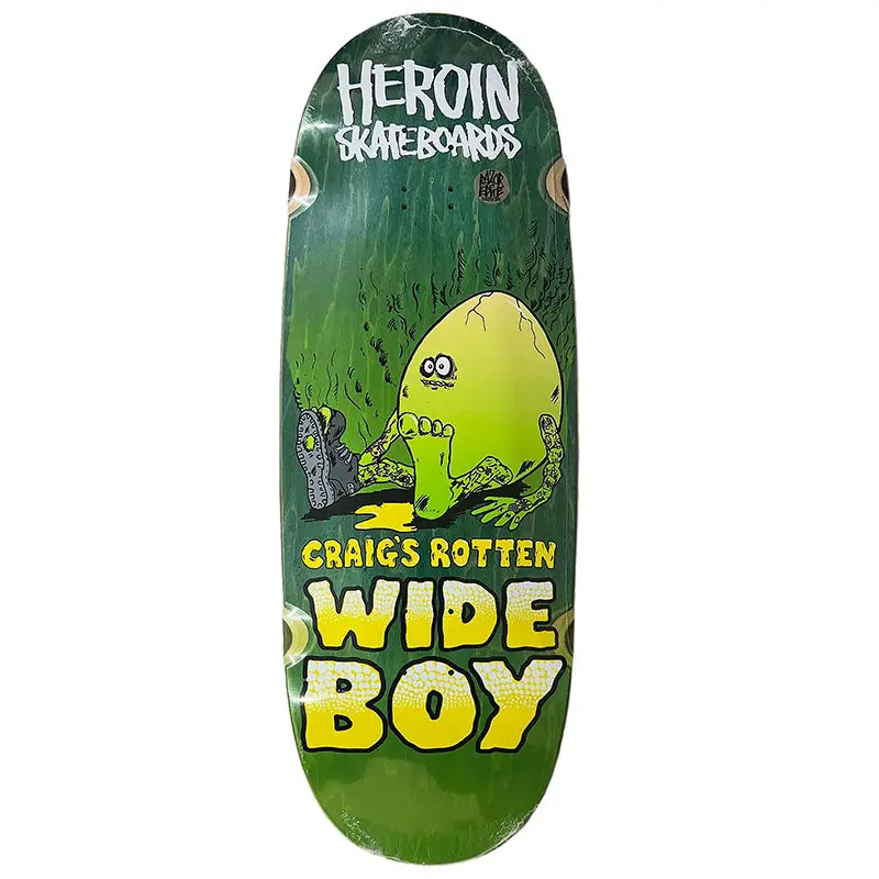 Heroin 10.75" Craig Questions Rotten Wide Boy Shaped Skateboard Deck 1