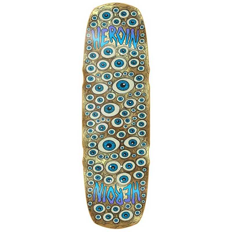 Heroin 9.5" Seeing Double Mutated Gold Shaped Skateboard Deck 1
