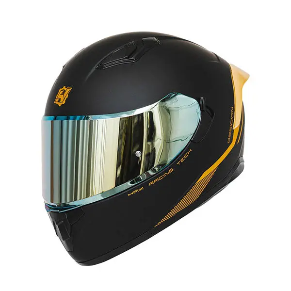Hax Gear - Obsidian Matte Black Gold Helmet 1