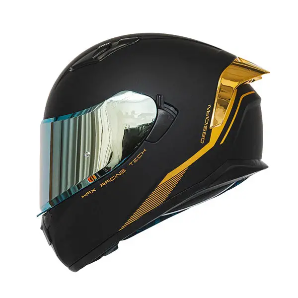 Hax Gear - Obsidian Matte Black Gold Helmet 2