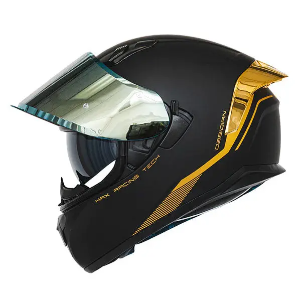Hax Gear - Obsidian Matte Black Gold Helmet 4