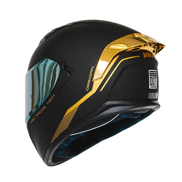 Hax Gear - Obsidian Matte Black Gold Helmet 5