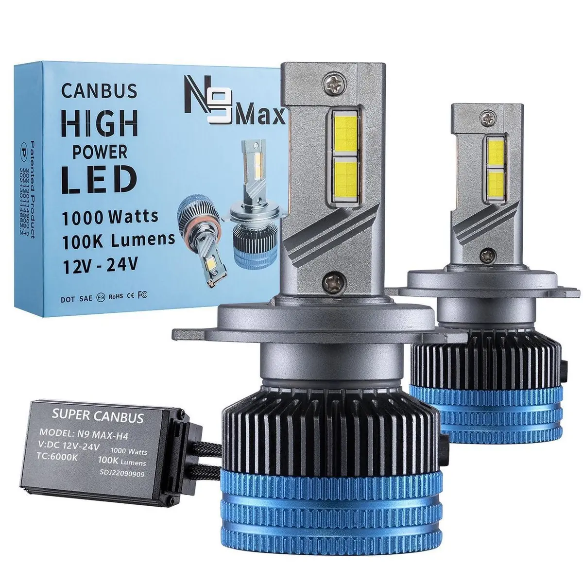 Super Canbus High Power Led Headlight Bulb Kit 52,000 Lumens N9 Max 1