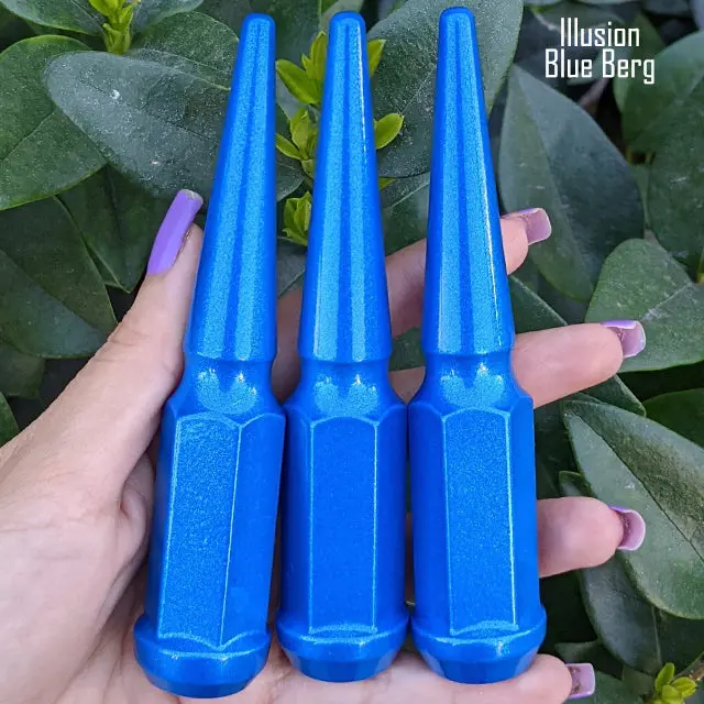 24 Pc 12X1.5 Spike Lug Nuts 4.5" Tall - Powder Coated - Various Colors 48
