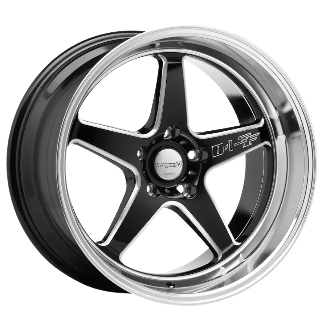 Lenso D-1Sf Wheel Gloss Black Milled Mirror Lip 1