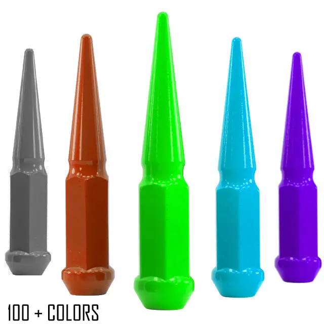 20 Pc 9/16-18 Spike Lug Nuts 4.5" Tall - Powder Coated - Various Colors 1