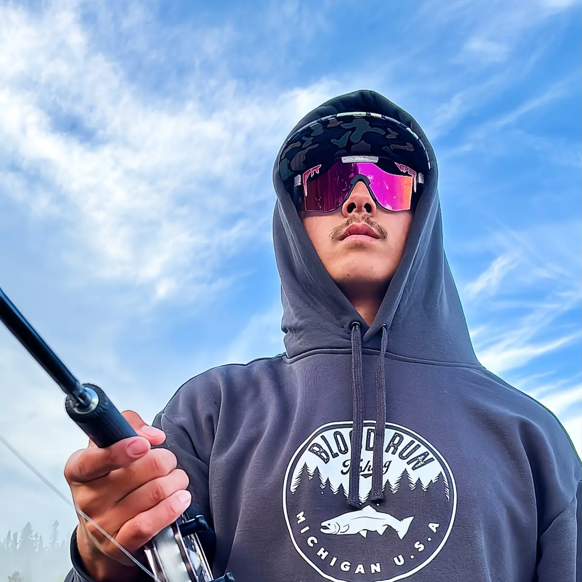 Blood Run Coal Black Retro Fleece Hoodie 4