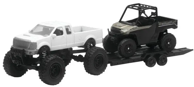 New Ray Toys - 4" Pick-Up And Trailer With Ranger Xp1000 Mini 1